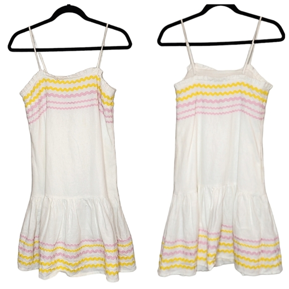 Lisa Marie Fernandez Target linen blend white/yellow/pink dress. XXS. Pockets - Picture 14 of 16